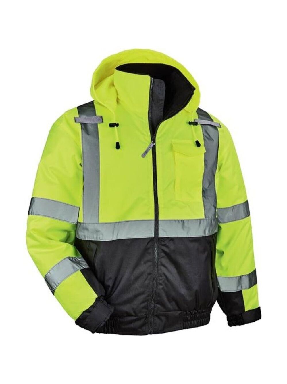 Hi Vis Bomber Safety Jacket Thermal Insulated Work Jacket Wind Water Resistant
